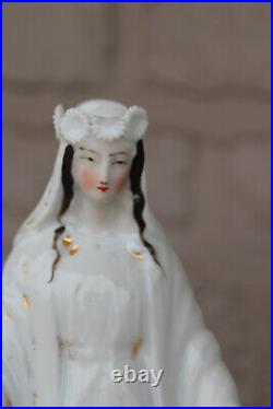 Antique vieux paris porcelain madonna figurine statue religious