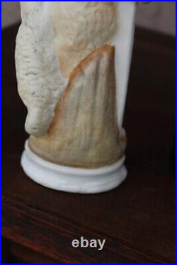 Antique vieux paris porcelain saint john lamb figurine statue religious