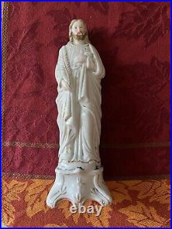 Antique vieux paris porcelain saint joseph figurine statue religious