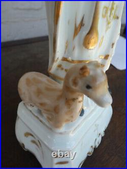 Antique vieux paris porcelain statue saint hubert hunt figurine religious rare