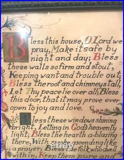 Antique vintage 1959 hand painted made religious blessing manuscript painting