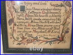 Antique vintage 1959 hand painted made religious blessing manuscript painting