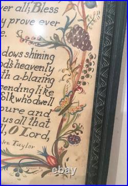Antique vintage 1959 hand painted made religious blessing manuscript painting