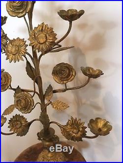 Antique vintage French Alter Flower Candelabra Church Religious Decorative