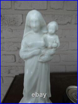 Antique white porcelain madonna child figurine statue religious