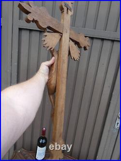 Antique wood carved 33 Crucifix Religious