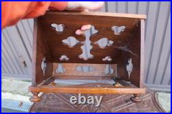 Antique wood carved bible stand lectern religious crucifix rare