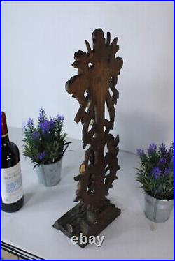 Antique wood carved heart crucifix religious