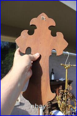 Antique wood metal crucifix religious