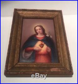 Antique19th Century Religious Hand Painted Porcelain Plaque Wall Hanging