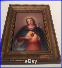 Antique19th Century Religious Hand Painted Porcelain Plaque Wall Hanging