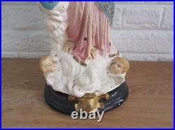Antiques French Plaster Religious Statue Our Lady With Child Jesus