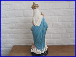 Antiques French Plaster Religious Statue Our Lady With Child Jesus