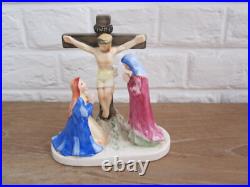 Antiques French Porcelain Religious Statue Calvary