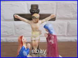 Antiques French Porcelain Religious Statue Calvary