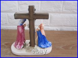 Antiques French Porcelain Religious Statue Calvary