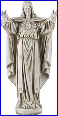 Artisan-Finished Sacred Heart Jesus Sculpture Timeless Religious Icon