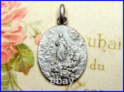 Assumption of Mary, by Tricard. Antique Religious Silver Pendant. Large Medal