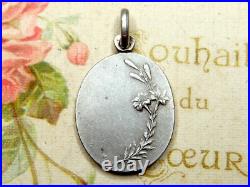 Assumption of Mary, by Tricard. Antique Religious Silver Pendant. Large Medal