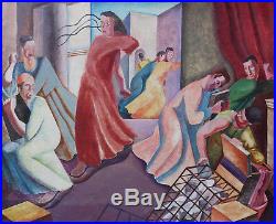Augustus Lunn British Surrealist Religious 1930's Painting Jesus Art 1905-1986