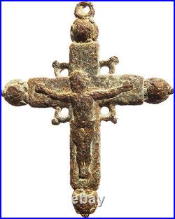 Awesome Pectoral 17th Century Crucifix Cross Antique Religious Pendant Found