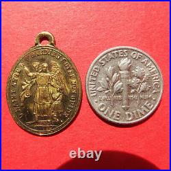 Awesome St Michael Archangel Religious Medal Antique 19th Century French Pendant
