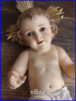 Baby Jesus 14.9 Glass Eye Nativity Christmas Figurine Vintage Antique Religious