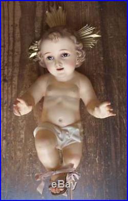 Baby Jesus 14.9 Glass Eye Nativity Christmas Figurine Vintage Antique Religious