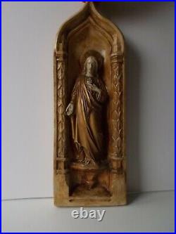 Beautiful Antique French Religious Large Chapel Wall Panel 3D Jesus Christ