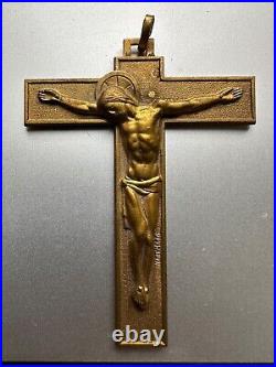 Beautiful Antique Religious Cross Pendant by Hartmann, Signed 3