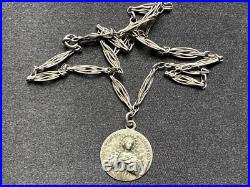 Beautiful Antique Sterling Silver Religious Necklace Immaculate conception