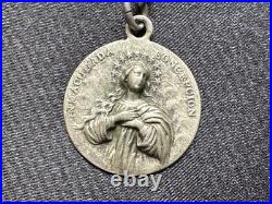 Beautiful Antique Sterling Silver Religious Necklace Immaculate conception