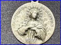 Beautiful Antique Sterling Silver Religious Necklace Immaculate conception