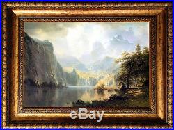 Bierstadt In the Mountains Timeless Antique Gold Frame Canvas Giclee Repro 42x30