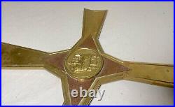 Big antique brass copper processional lamb religious church cross lamb crucifix