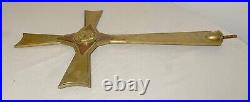 Big antique brass copper processional lamb religious church cross lamb crucifix