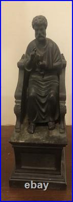 Bronze Statue Saint Peter Religious On Base & Throne