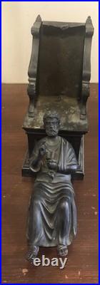 Bronze Statue Saint Peter Religious On Base & Throne