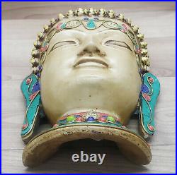 Buddha Mask with Gemstone Wall hanging Art Sculpture wall Decor Religious