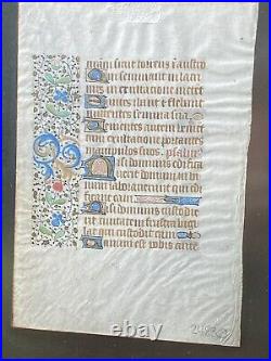 C 1450-75 Medieval Book Of Hours Leaf Illuminated Manuscript, France