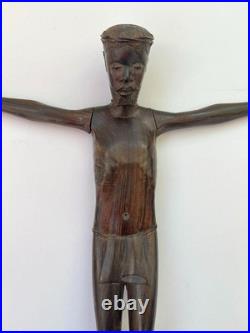 C. 1950. African Old Master Jesus Christ With A Crown Of Thorns. Antique. 30.5