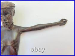 C. 1950. African Old Master Jesus Christ With A Crown Of Thorns. Antique. 30.5