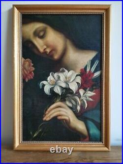 Carlo Dolci Italian Madonna Renaissance Old Master 1700's Antique Oil Painting