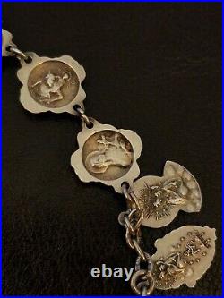 Catholic Charm Bracelet Sterling Silver Vintage Saints Mary Jesus 8 40g Antique
