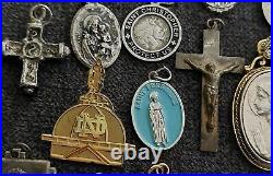 Catholic Religious Mixed Lot Antique Vintage Old Saint Medals Cross Heavy Metal