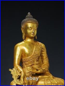 Chinese Antique Religious Bronze Gilded Buddha Statue