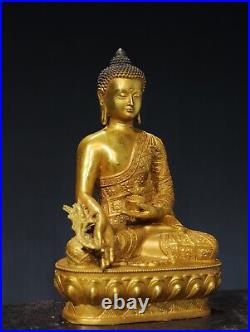 Chinese Antique Religious Bronze Gilded Buddha Statue