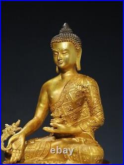 Chinese Antique Religious Bronze Gilded Buddha Statue