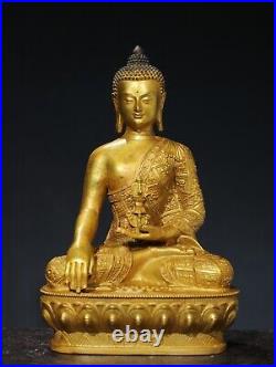 Chinese Antique Religious Bronze Gilded Buddha Statue of Bora Tathagata