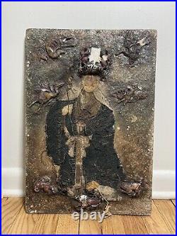 Chinese / Japanese 18th / 19th C Artwork On Panel Religious Figure Saint Antique